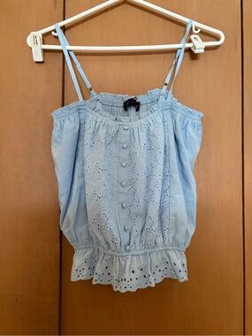 Light Blue Eyelet Button-Front Camisole Top